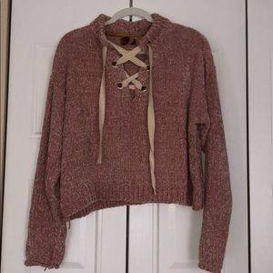 POL pink fuzzy sweater